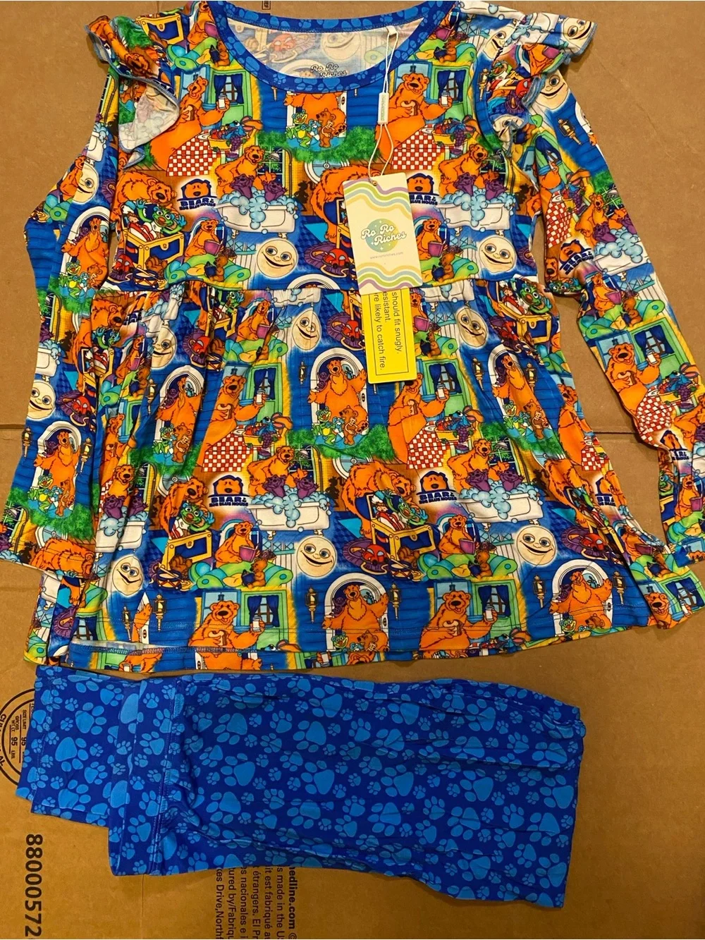 RoRoRiches 7/8 Bear in the big Blue house girls peplum with leggings NWT